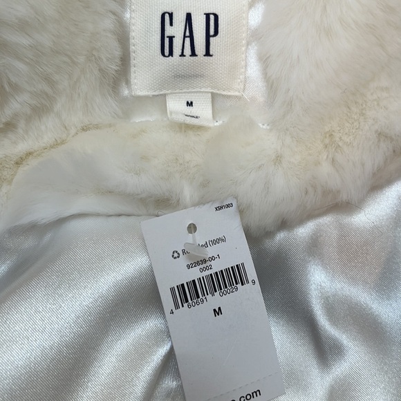 GAP Faux Fur Black/White Stripe Coat NEW - Picture 2 of 9